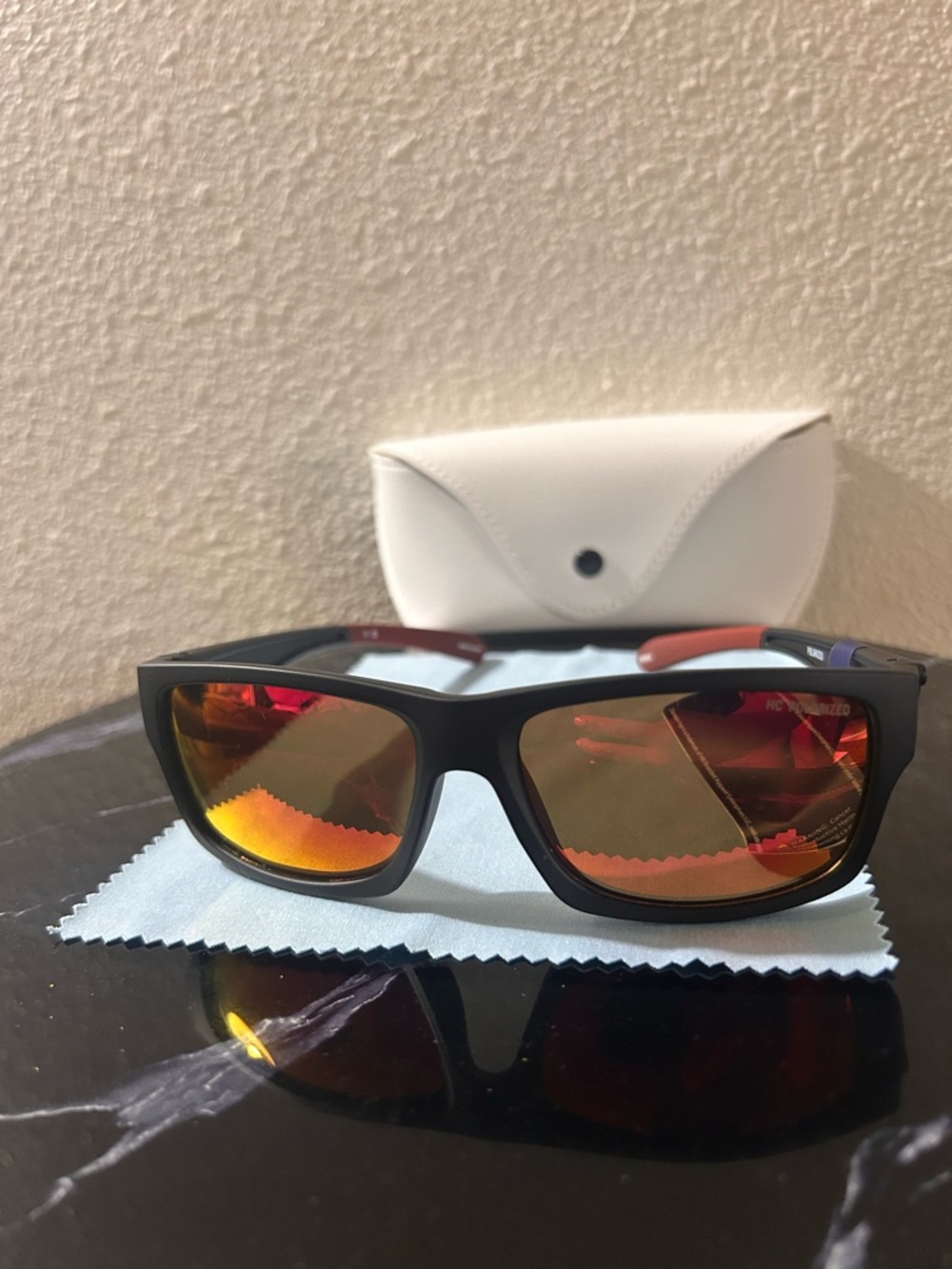 Champion Black Sunglasses with Red-Orange Accents